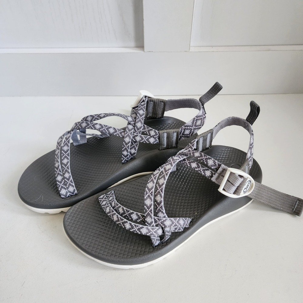 **Chaco Z/1 Ecotread Sandals Diamond Gray Strappy Hiking Shoes Kids 4 Womens 6